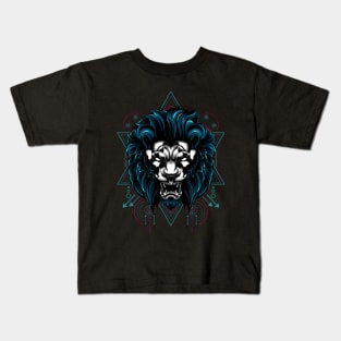 Lion sacred geometry Kids T-Shirt